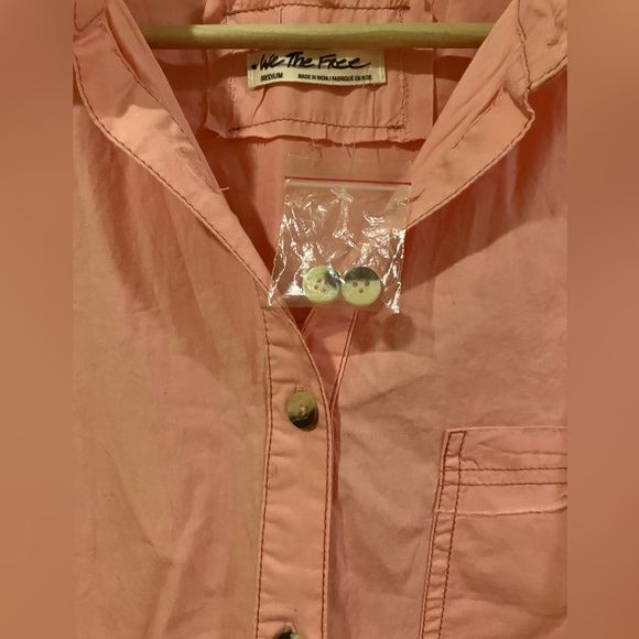 We The Free Happy Hour Solid Poplin Top Pink New With Tags - Picture 7 of 8